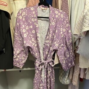 Bimby and Roy Purple Floral Linen Robe OS